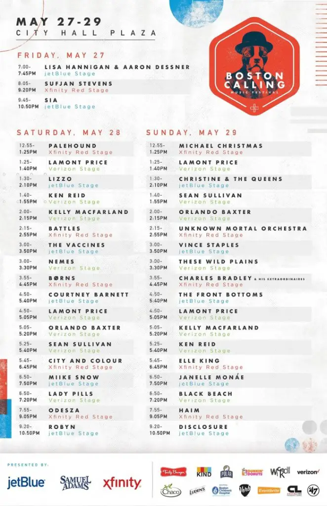 Boston Calling May 2016 Spring Schedule