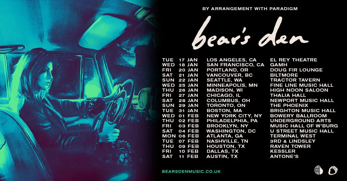 Bear's Den 2017 tour poster