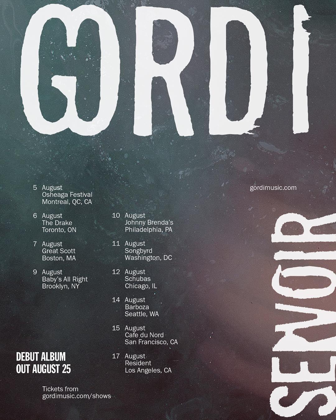 Gordi :: August 2017 tour dates