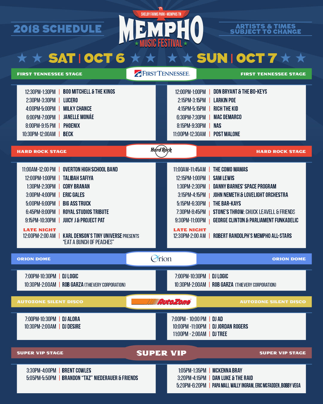 2018 Mempho Music Festival Schedule