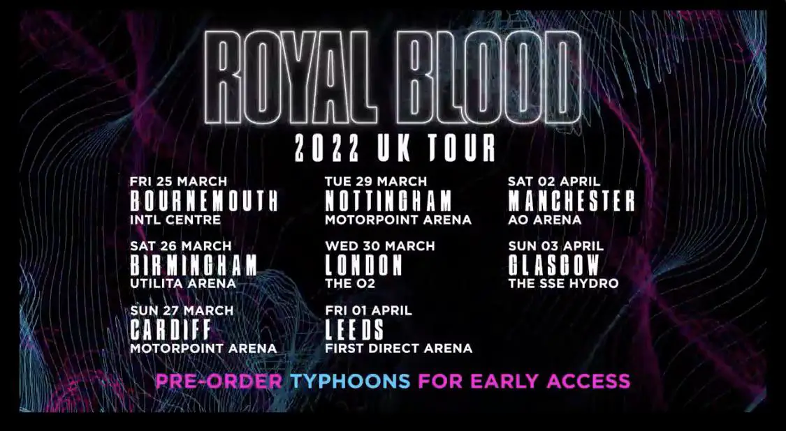 Royal Blood's 2022 UK Tour Poster