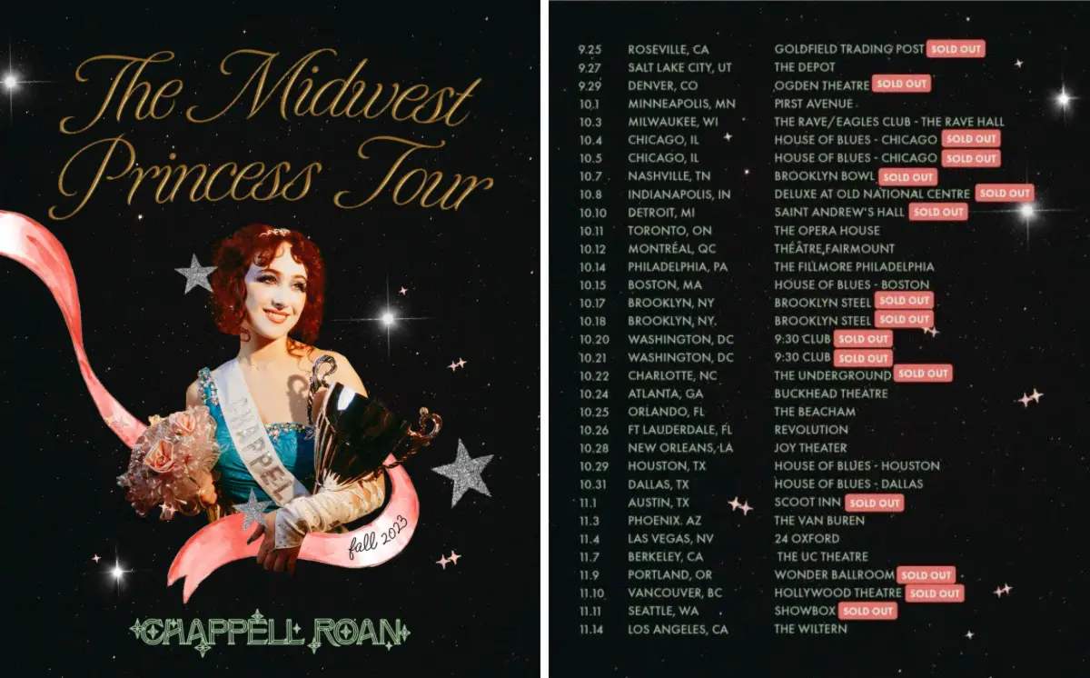 Chappell Roan "The Midwest Princess Tour" poster 2023