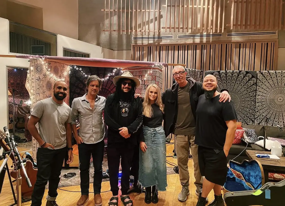 Cecilia Castleman with the musicians who worked on the album